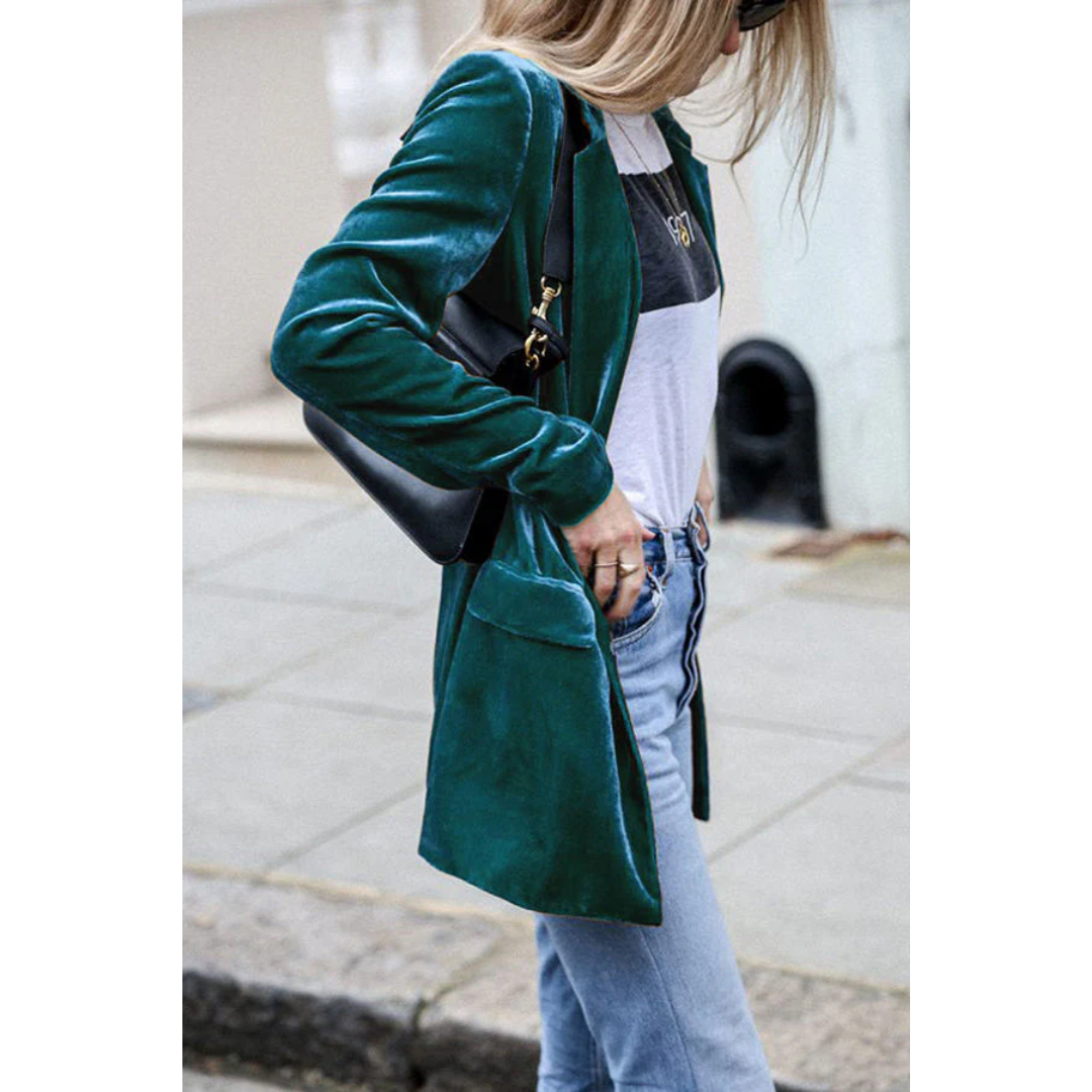 Out-Shine | Women's Velvet Long Coat Casual