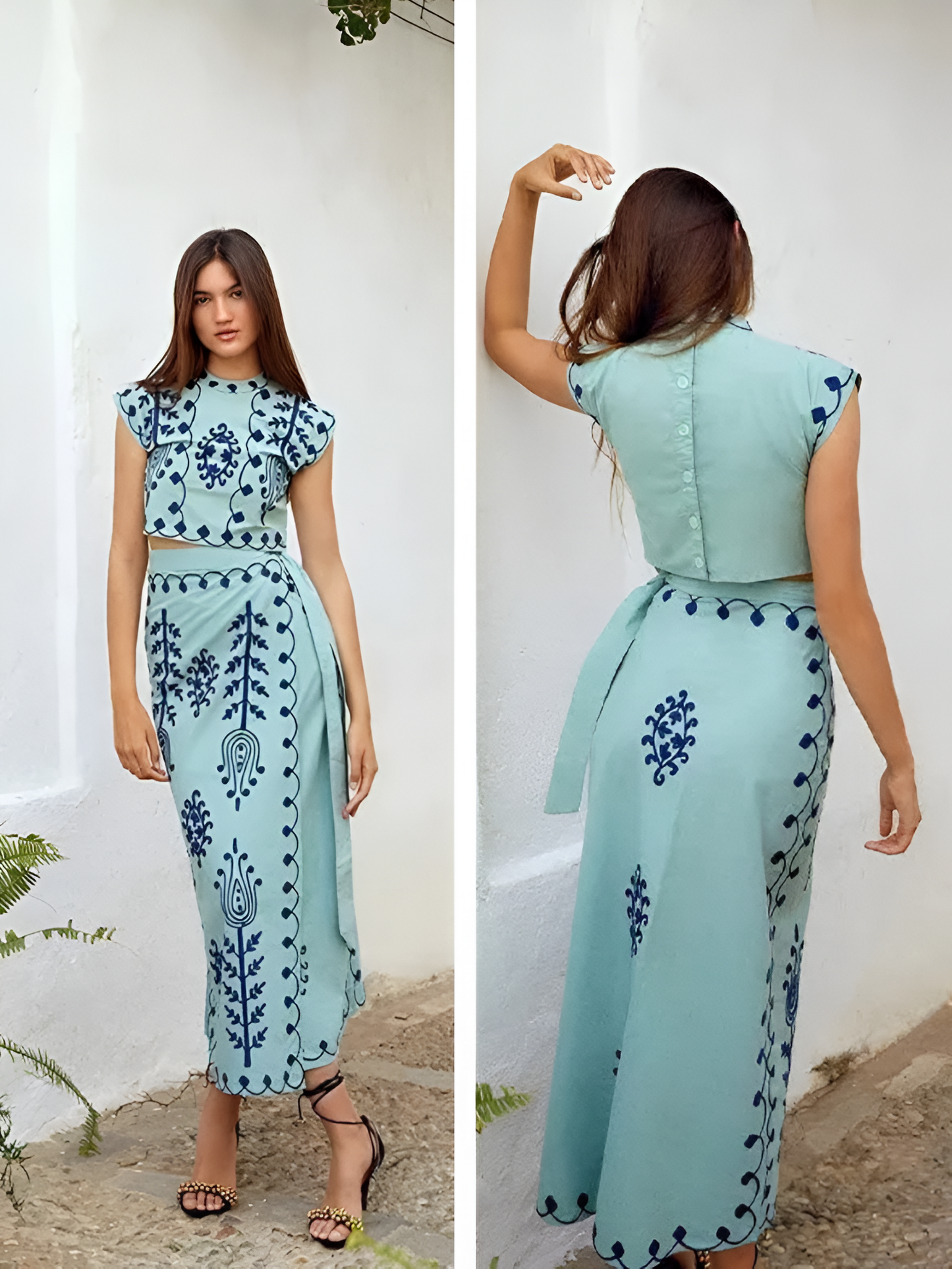 Out-Shine | Elegant Printed Top And Skirt Set