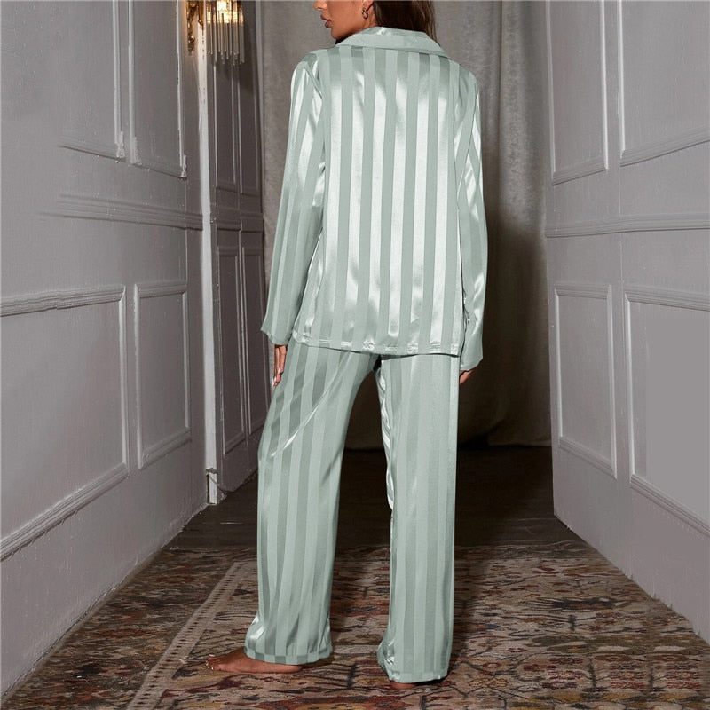Out-Shine | Striped Satin Pajama Sets