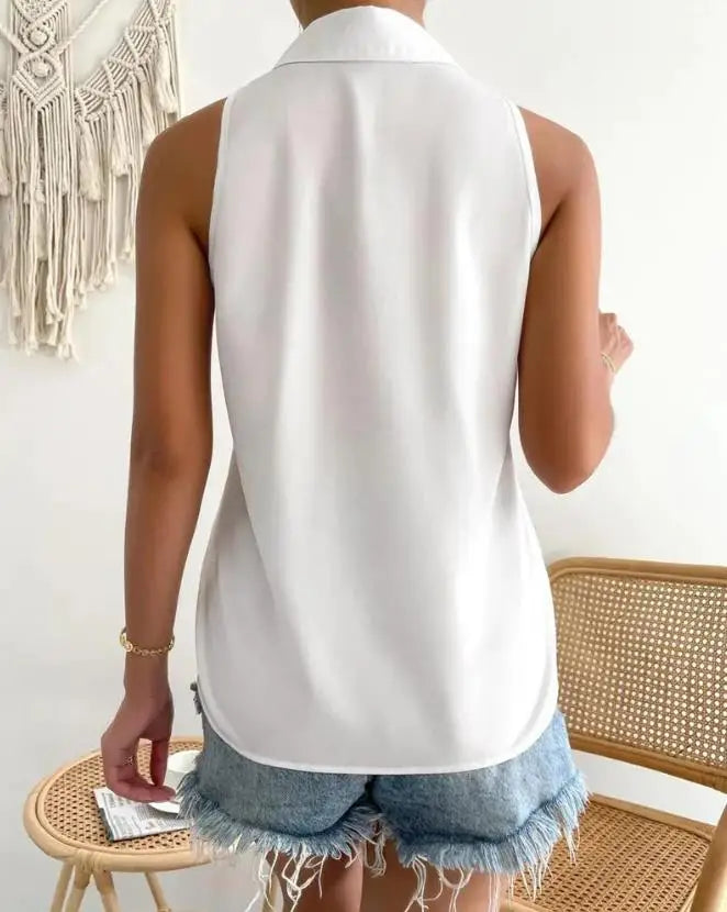 Out-Shine | Casual Polo Style Sleeveless Blouse for Women