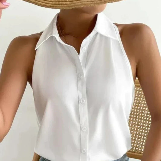 Out-Shine | Casual Polo Style Sleeveless Blouse for Women