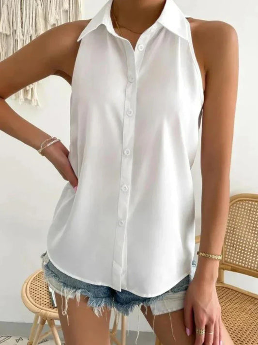 Out-Shine | Casual Polo Style Sleeveless Blouse for Women