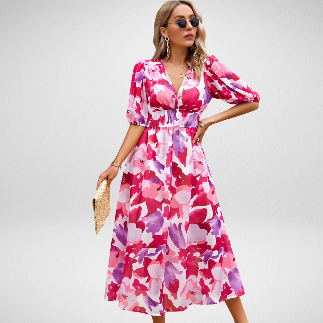 Out-Shine | Charming Dress With V-Neckline
