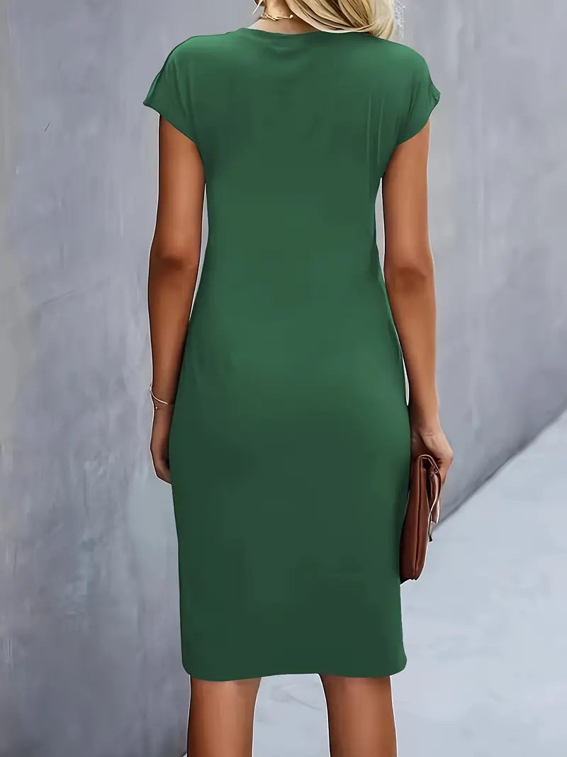Out-Shine | Solid - Colored Dress With A Round Neckline