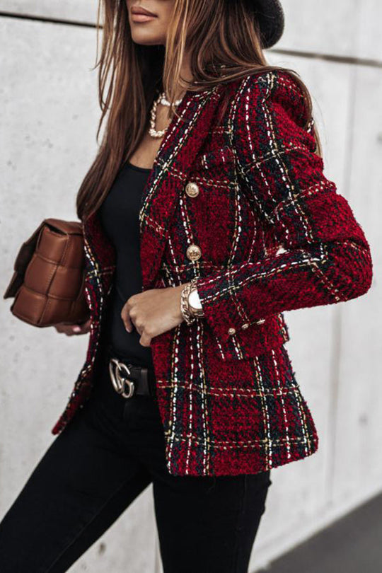 Out-Shine | Catch Double Breasted Plaid Blazer