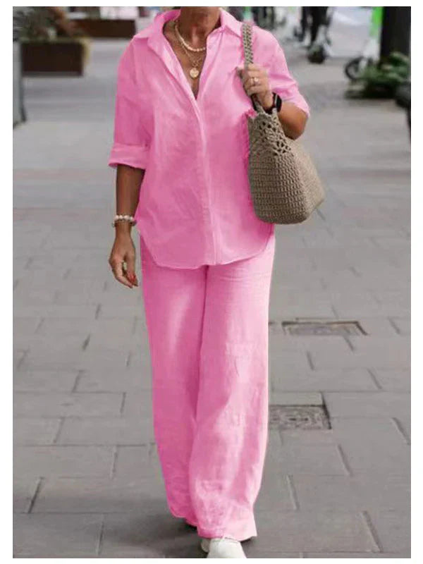 Conjunto de camisa y pantalón de lino y algodón Out-Shine