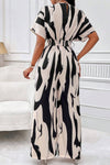 Out-Shine | Printed V-Neck Short Sleeve Wide Leg Jumpsuit