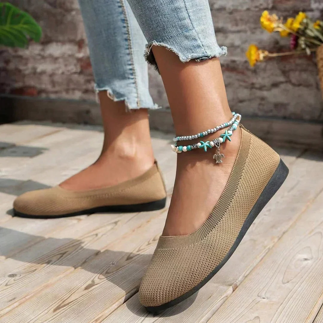 Deslumbra | Sandalias ortopédicas planas tipo mocasín para mujer, cómodas 