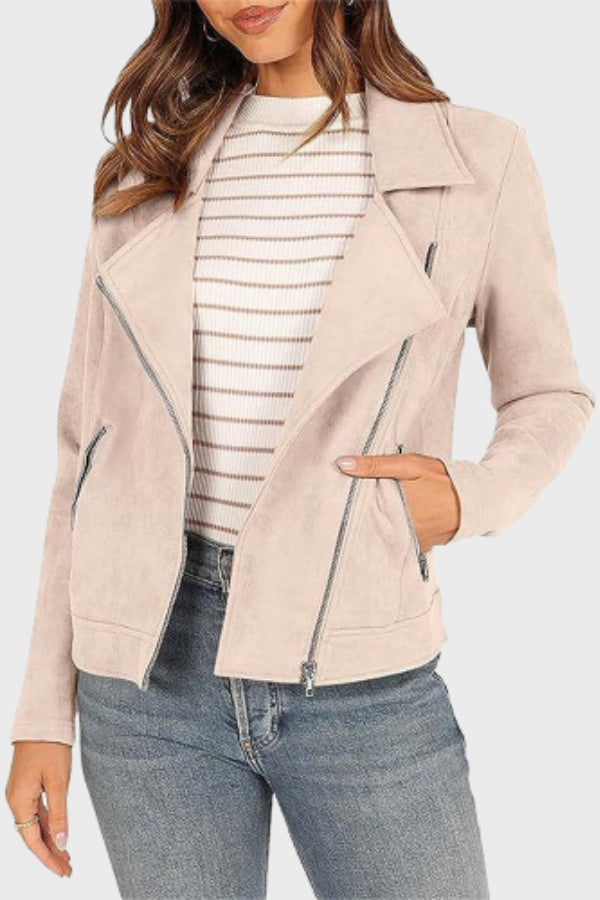 Out-Shine | Suede Cropped Biker Jacket