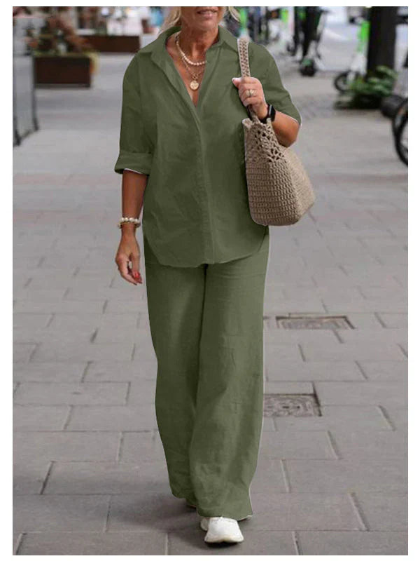 Conjunto de camisa y pantalón de lino y algodón Out-Shine