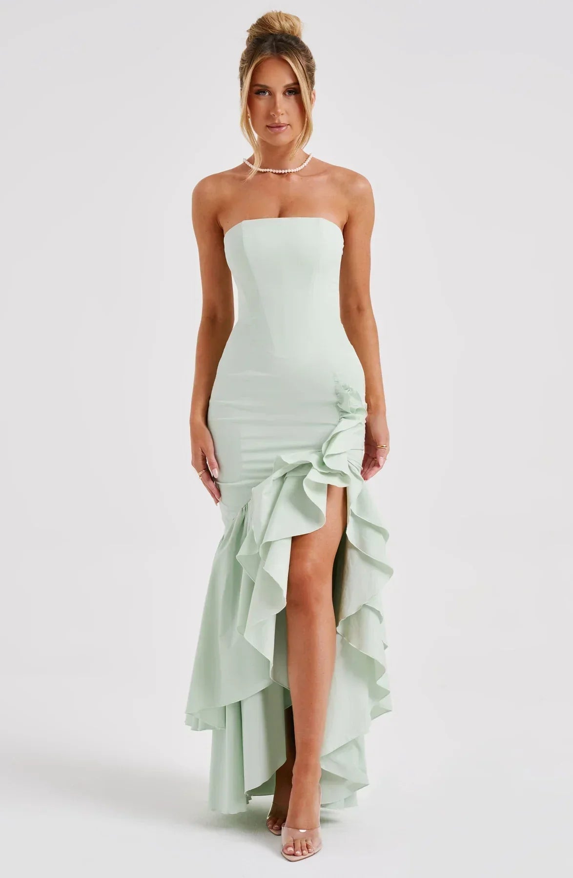 Out-Shine | Sleeveless Slit Ruffle Maxi Dress