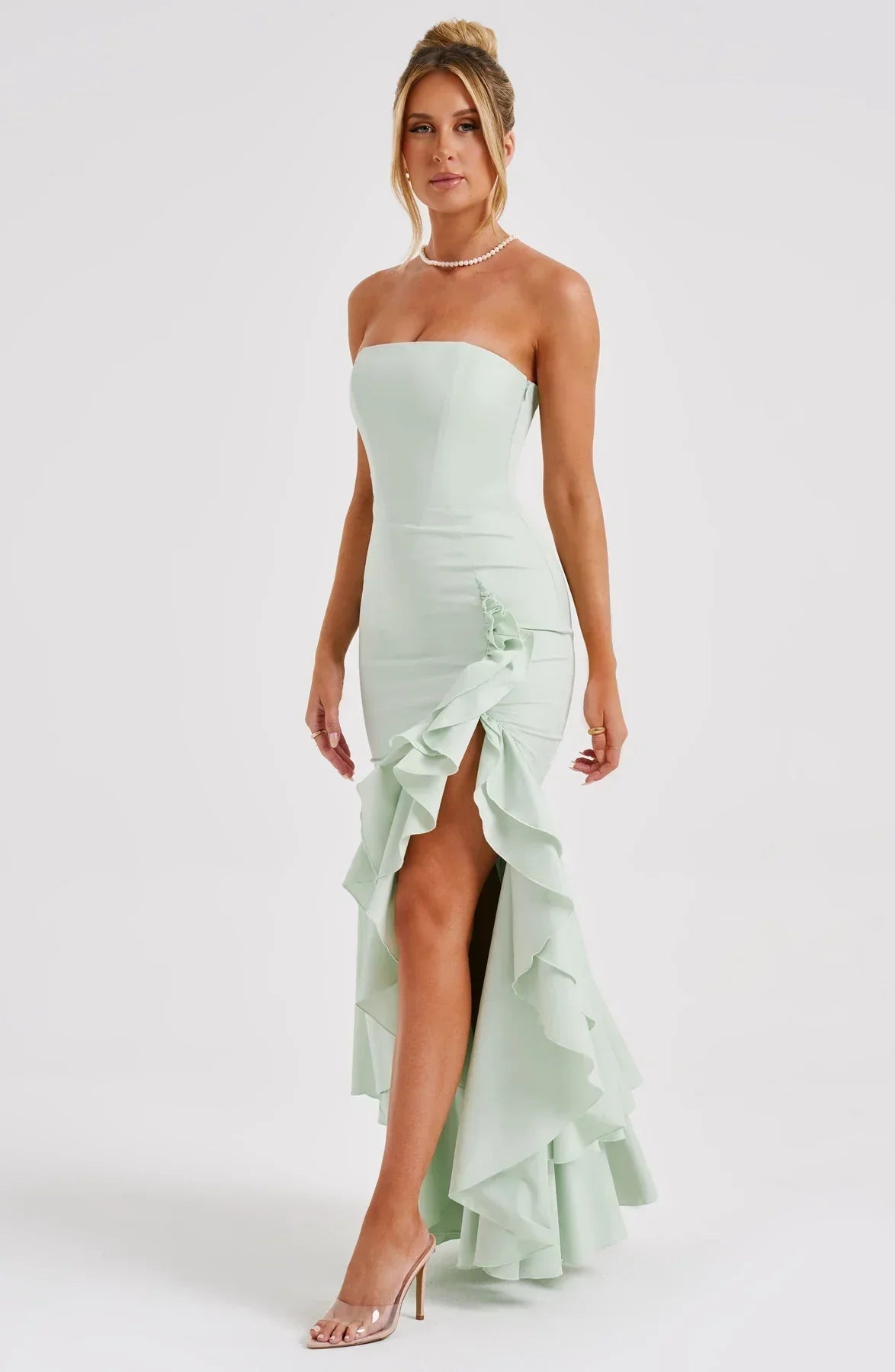 Out-Shine | Sleeveless Slit Ruffle Maxi Dress