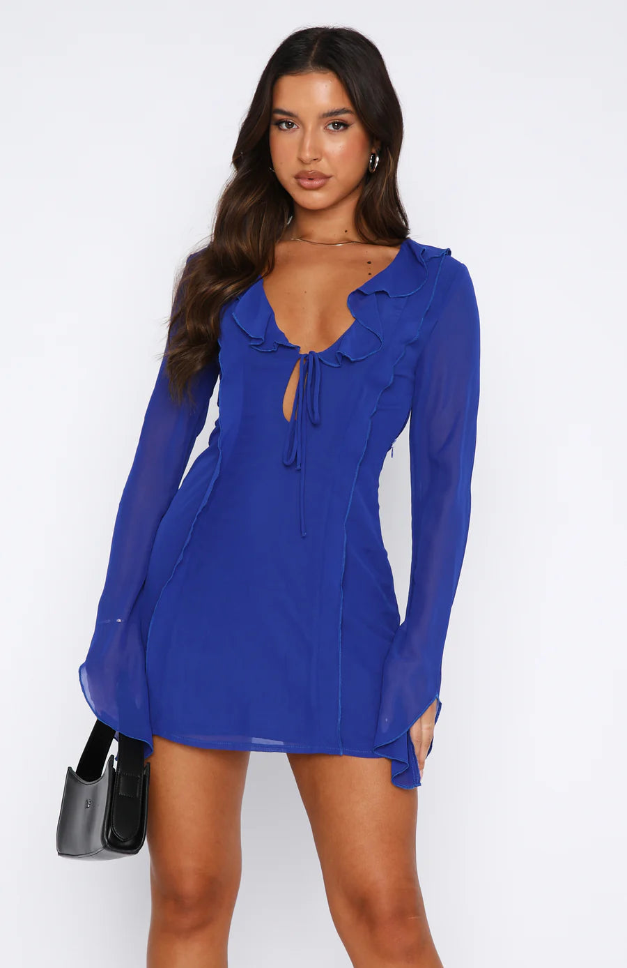 Out-Shine | Elegant Ruffled Long - Sleeved Mini Dress For Women