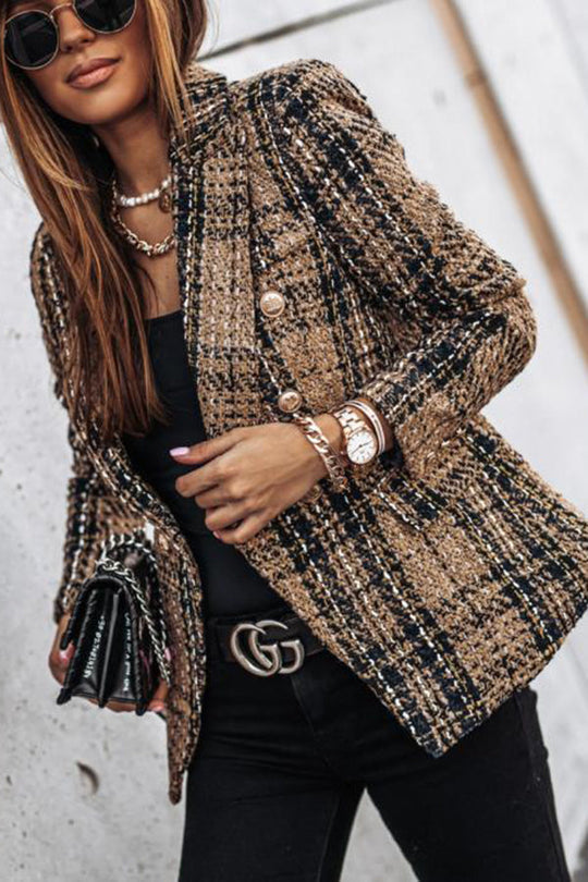 Out-Shine | Catch Double Breasted Plaid Blazer