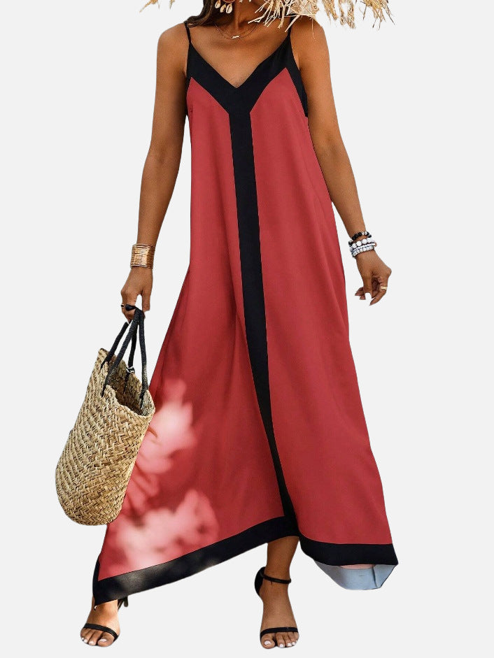 Deslumbra | Vestido minimalista informal a rayas y bloques de color