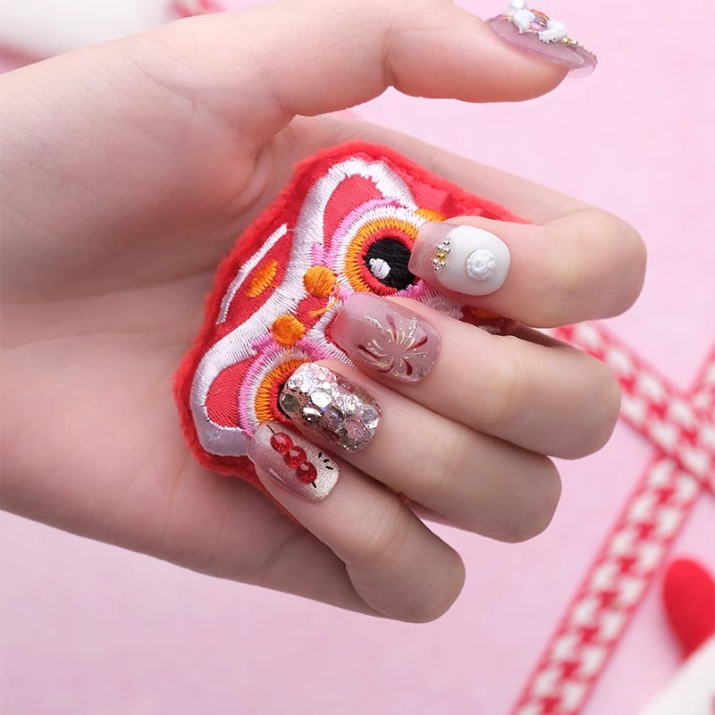 Out-Shine | Lion Dance, Spring Festival Nails - New Year's Themed Wearable Nails