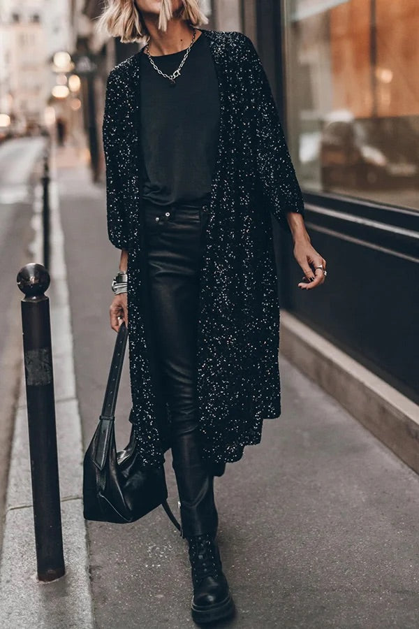 Deslumbra | Kimono de lentejuelas con mangas acampanadas 