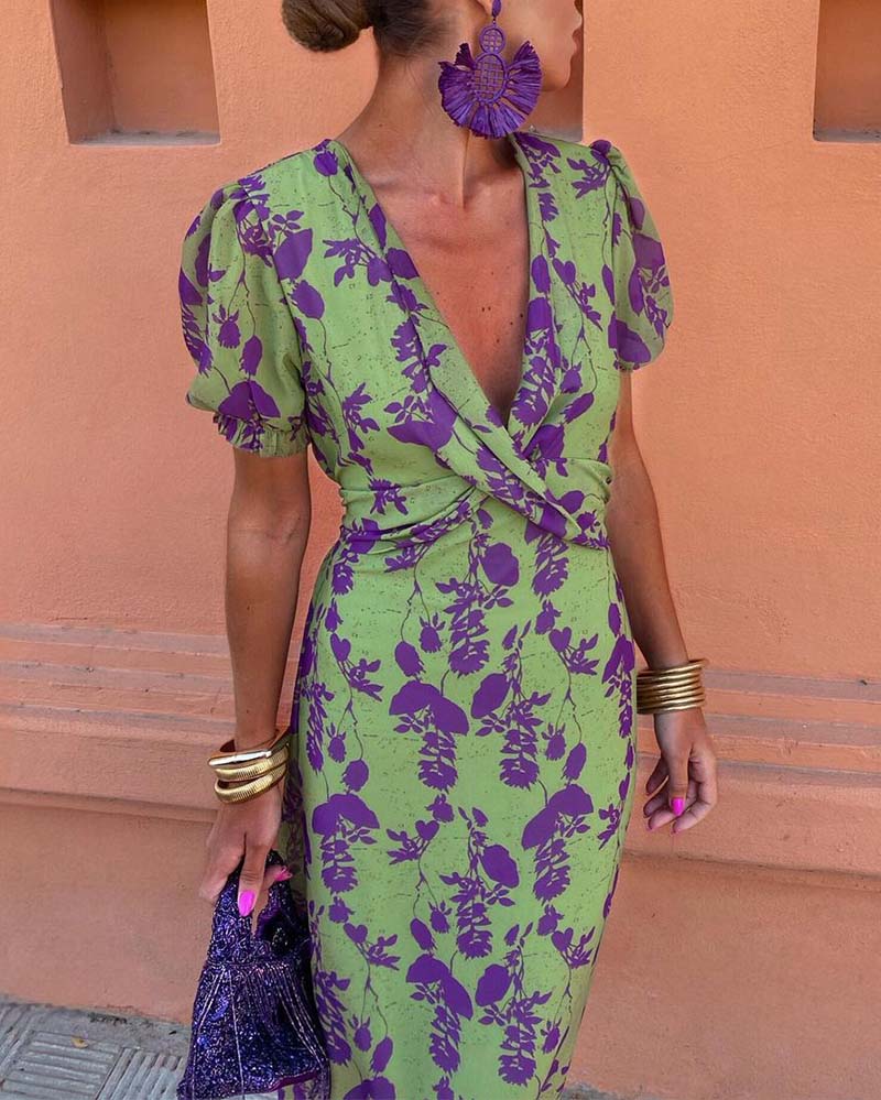 Out-Shine | Print Ruched Midi Dress