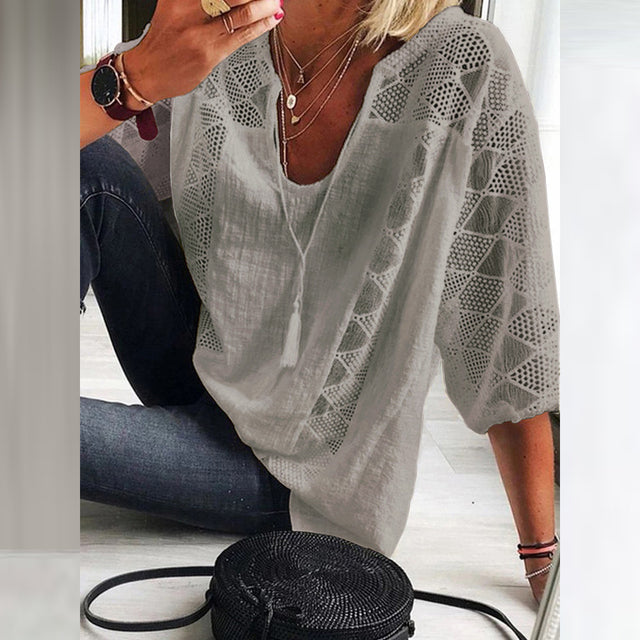 Out-Shine | Casual Cotton and Linen Tunic Blouse for Women