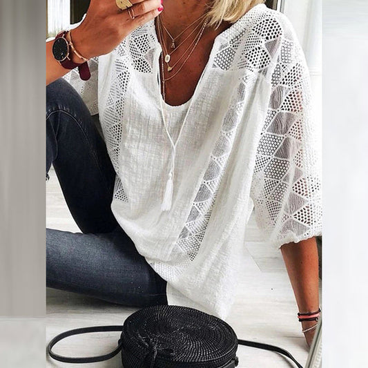 Out-Shine | Casual Cotton and Linen Tunic Blouse for Women