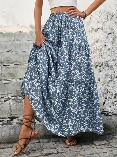 Out-Shine | Floral, Tiered Maxi Skirt for Women