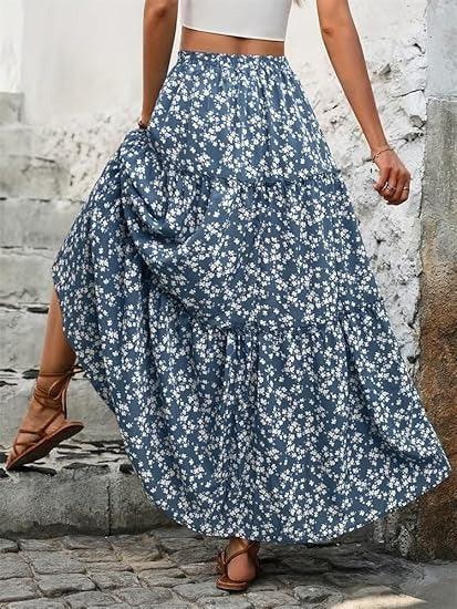 Out-Shine | Floral, Tiered Maxi Skirt for Women