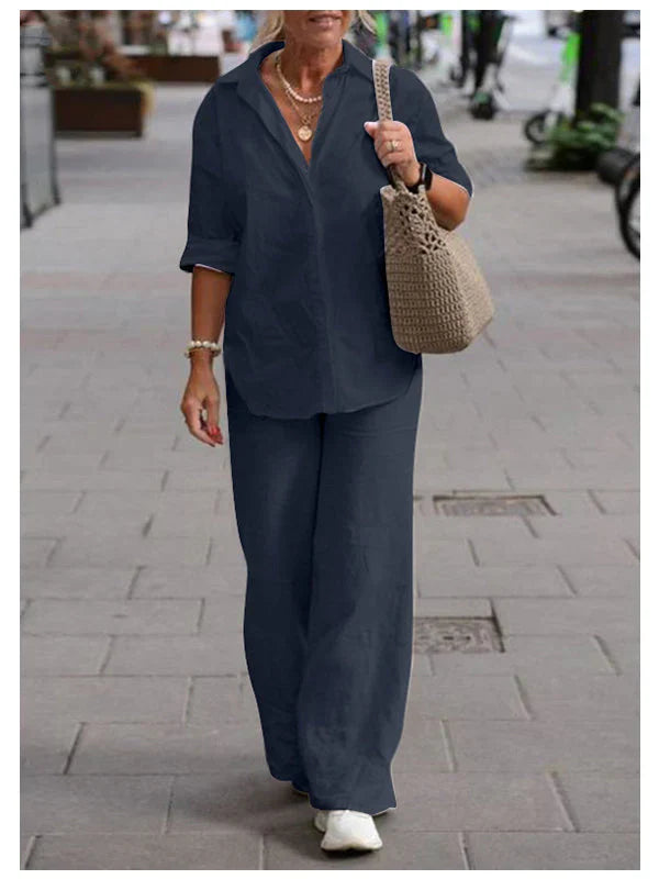 Conjunto de camisa y pantalón de lino y algodón Out-Shine