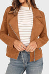 Out-Shine | Suede Cropped Biker Jacket