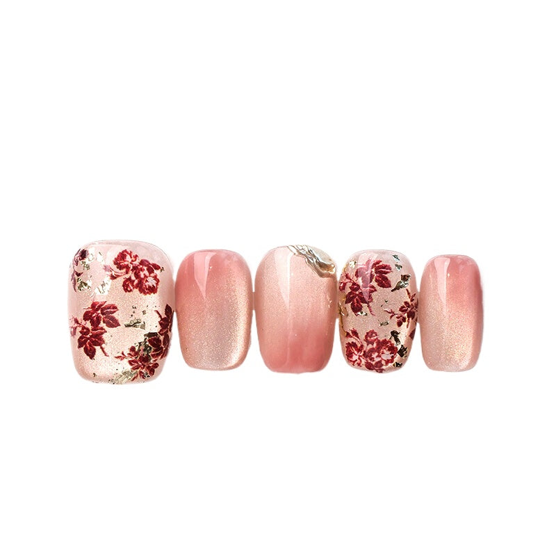 Out-Shine | Handmade Press-on Nails, Cat's Eye, Gilt Blush Plum Color