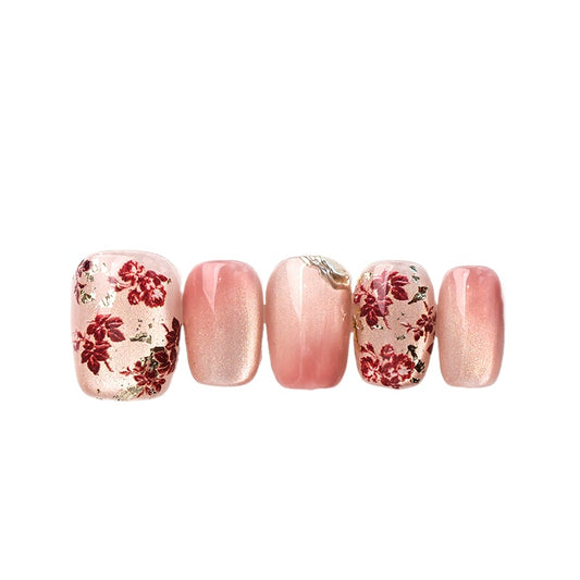 Out-Shine | Handmade Press-on Nails, Cat's Eye, Gilt Blush Plum Color