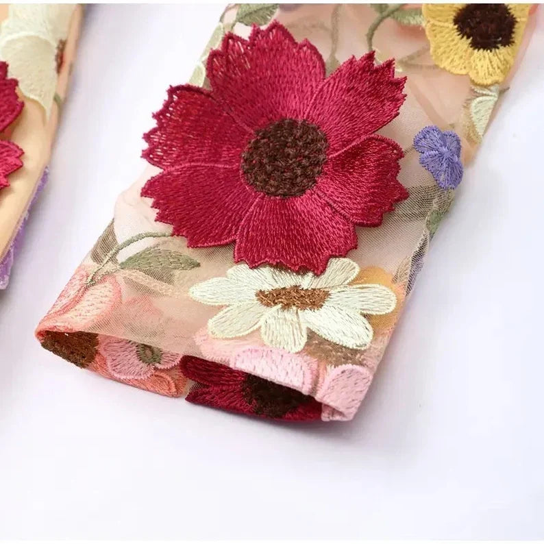 Out-Shine | Mini Dress With Floral Applications And Translucent Look