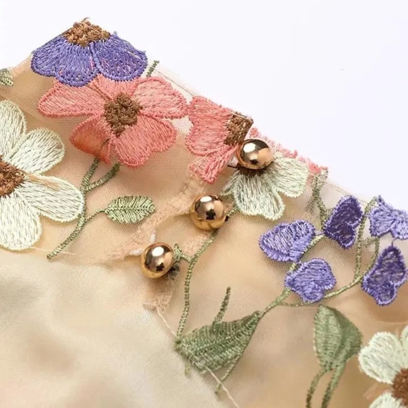 Out-Shine | Mini Dress With Floral Applications And Translucent Look