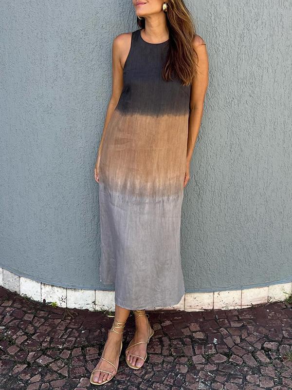 Out-Shine | Women's Ombre Colored Maxi Dress Sleeveless