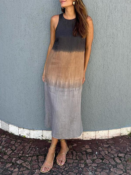 Out-Shine | Women's Ombre Colored Maxi Dress Sleeveless