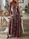 Out-Shine | Women Bohemianpaisley Print & Trumpet Sleeve Dress Maxi