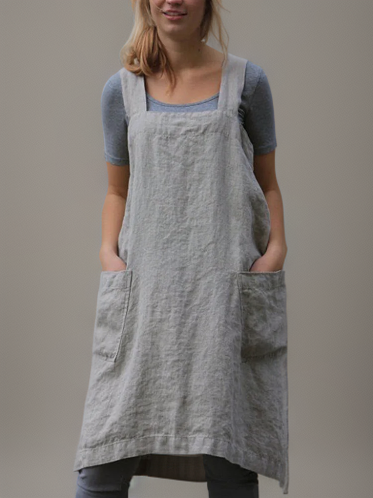 Out-Shine | Cotton linen Apron dress with bags