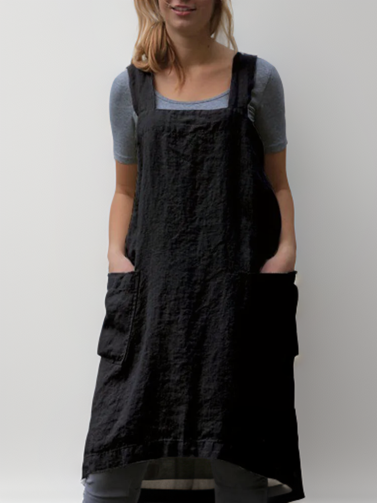 Out-Shine | Cotton linen Apron dress with bags