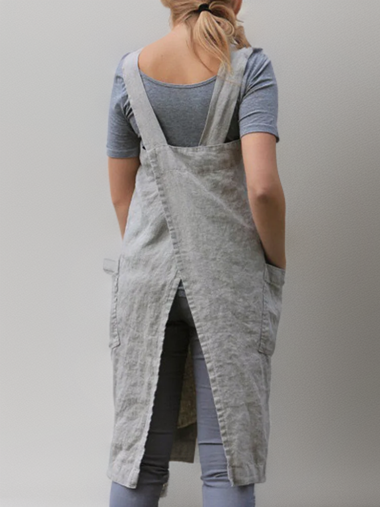 Out-Shine | Cotton linen Apron dress with bags