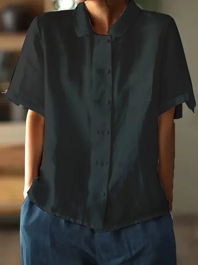 Out-Shine | White Loose Cotton Lent With Short Sleeves