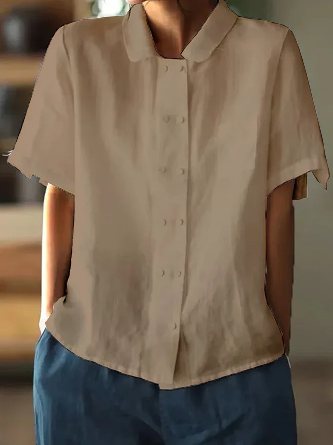 Out-Shine | White Loose Cotton Lent With Short Sleeves