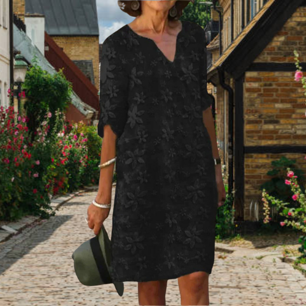 Deslumbra | Elegante vestido de lino con estampado floral