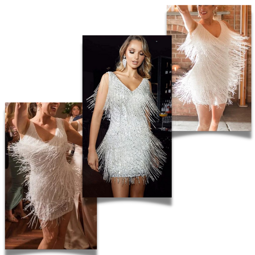 Deslumbra | Vestido sin mangas con lentejuelas y escote en V 