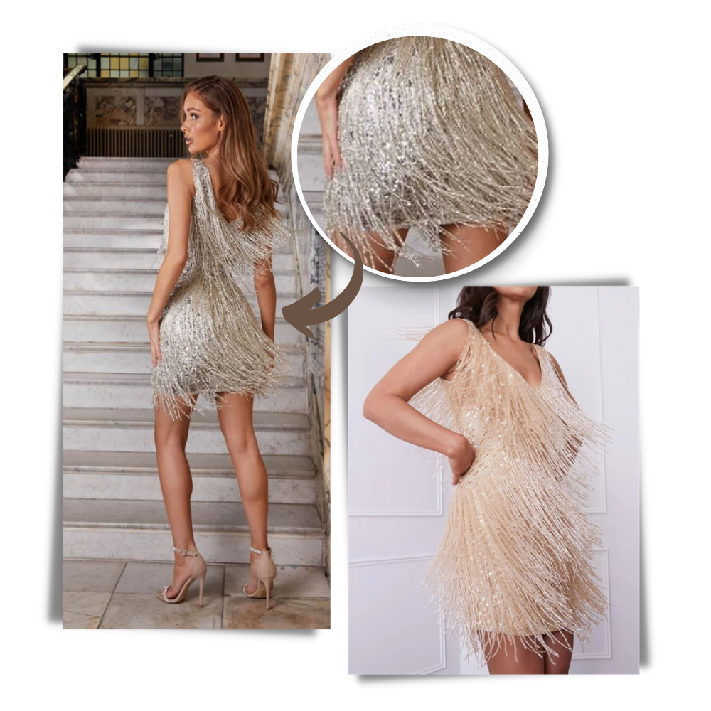 Deslumbra | Vestido sin mangas con lentejuelas y escote en V 