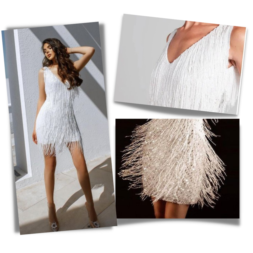 Deslumbra | Vestido sin mangas con lentejuelas y escote en V 