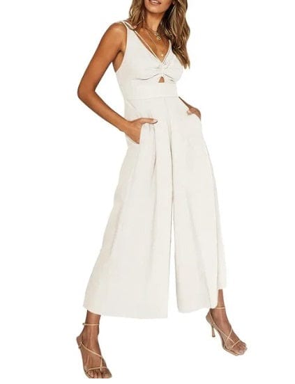 Deslumbra | Mono negro sin mangas con pernera ancha 