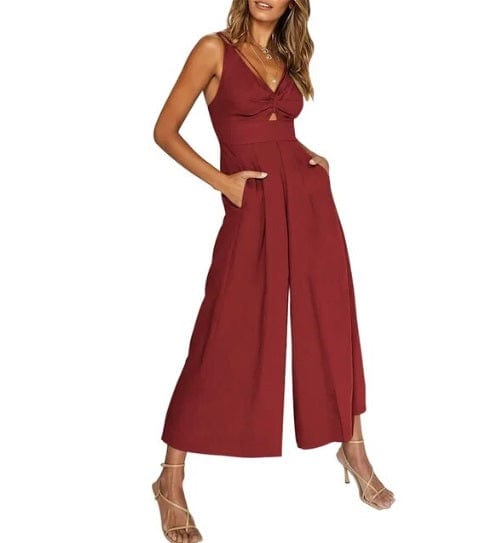 Deslumbra | Mono negro sin mangas con pernera ancha 