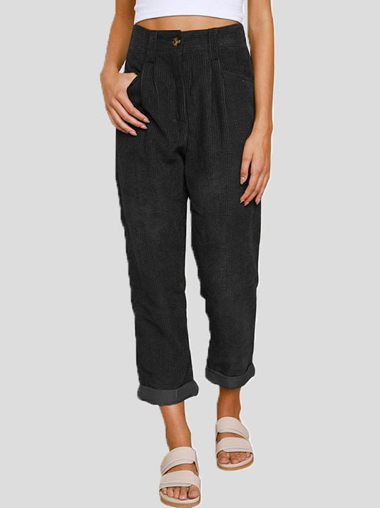 Out-Shine | Women's Pants Solid Color Floral Pockets Stretch - Cut Trousers